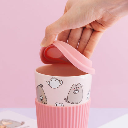 Pusheen Ceramic Mug With Lid 400 Ml