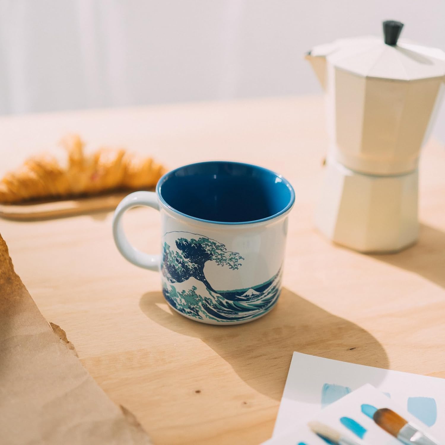 Grupo Erik Tazza La Grande Ola di Kanawaga - Tazza Colazione Ceramica con Colori Vivaci e Stampa di Alta Qualità 350 ml, Adatte a Lavastoviglie e Microonde | Tazzine Caffe Particolari
