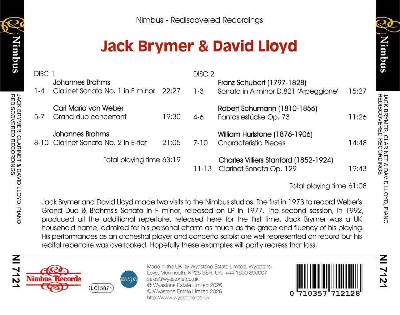 Jack Brymer: Nimbus Rediscovered Recordings