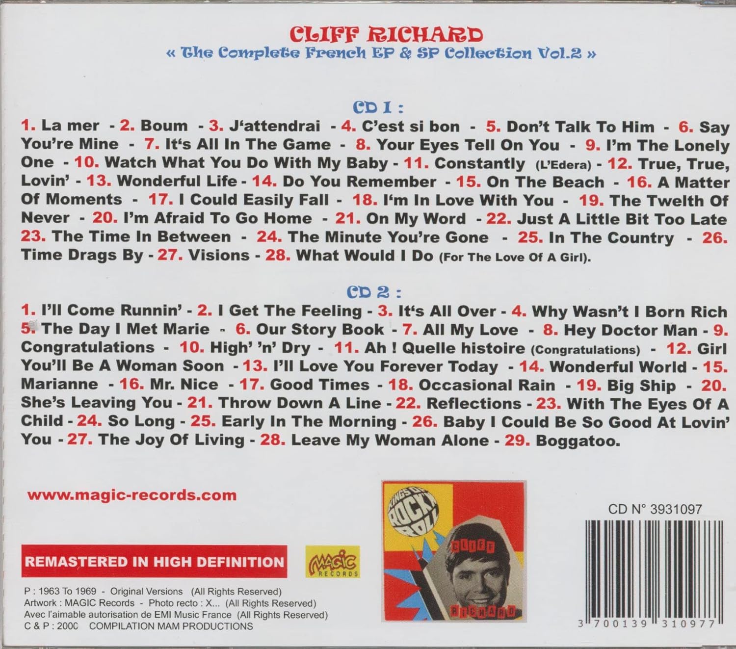 Cliff Richard - Complete French Ep Collection 2 1963-1969 (2 Cd)