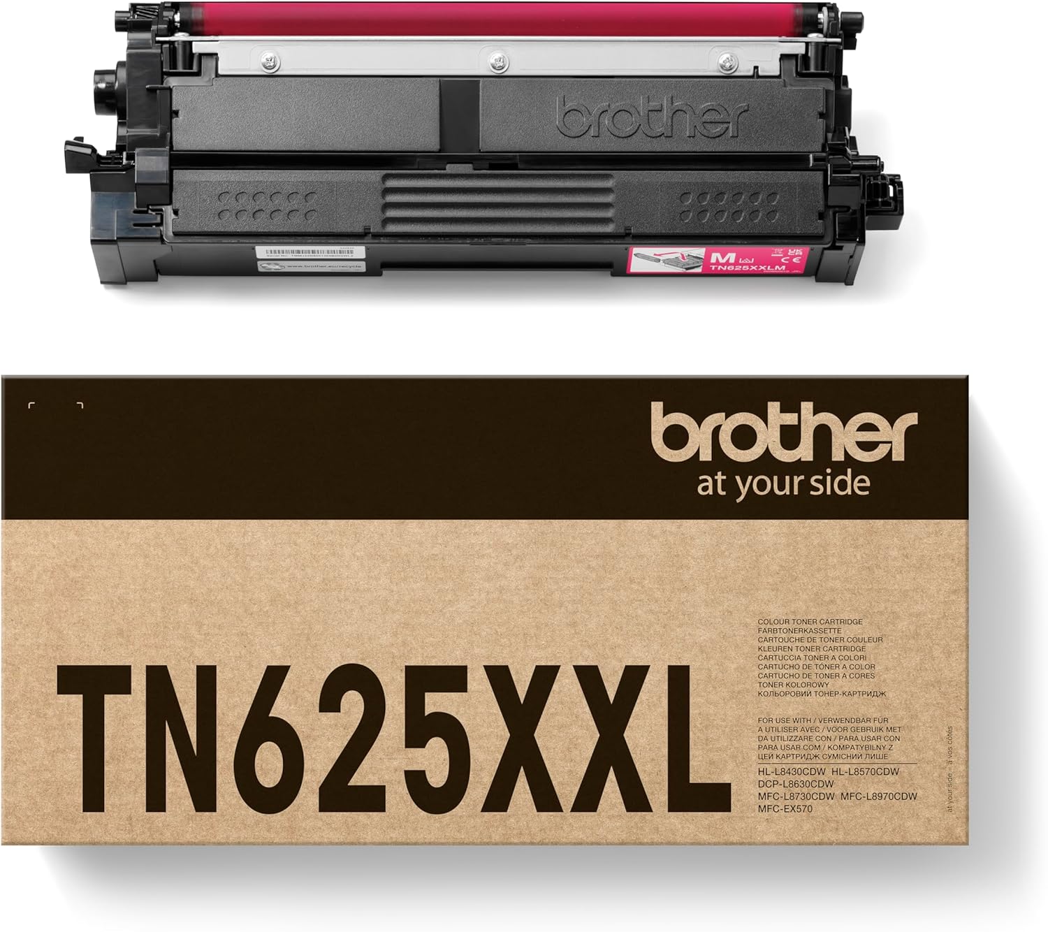 Brother TN625XXLM Toner Cartridge, Magenta, Single Pack, up to 6,500 Pages, Includes 1 x Toner Cartridge, Genuine Supplies