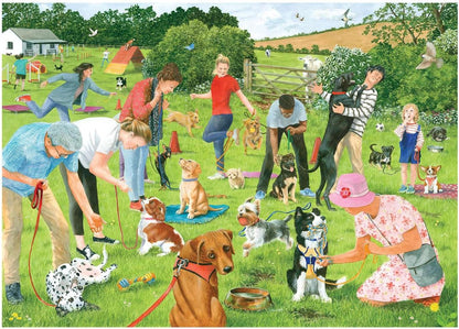 The House of Puzzles | Puppy School 500 Piece Jigsaw Puzzle for Adults & Kids | Features Artwork by Tracy Hall | Animals and Wildlife Theme | Sustainably Made FSC Certified Board