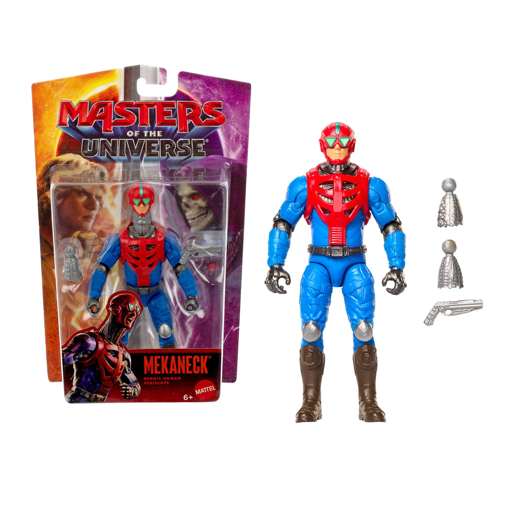 Masters of the Universe - Mekaneck, action figure dell'eroico periscopio umano da 14cm ispirata al film, con 14 articolazioni mobili e accessorio lanciamissili incluso, 6+ anni, JKH94