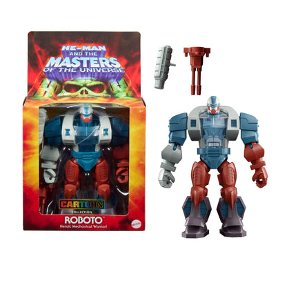 Masters of the Universe Origins Action Figure Deluxe Roboto 200X Cartoon Collection, 5.5-inch 1980s TV Hero Mechanical Warrior, Detailed Design, JHK12