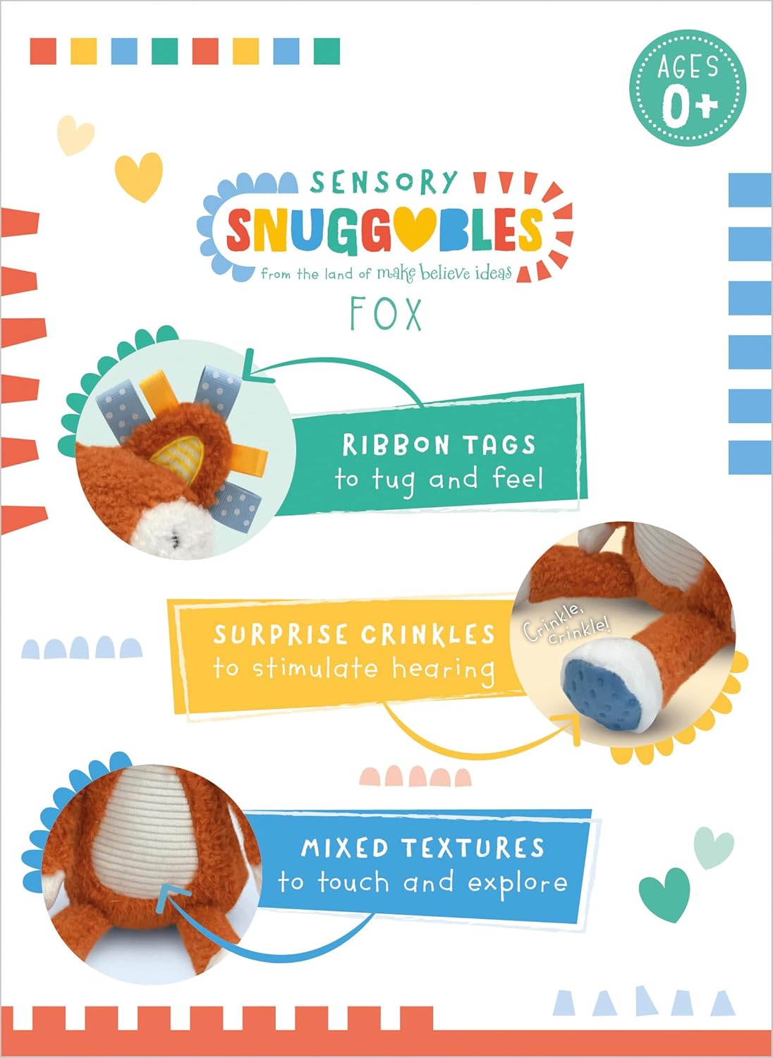 Sensory Snuggables Small Plush Fox for Babies