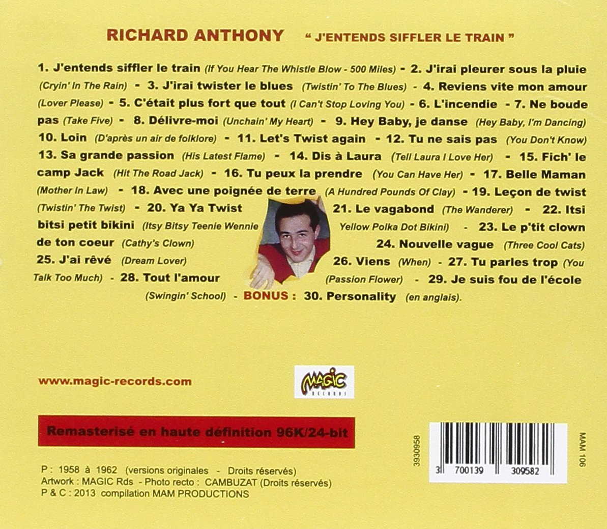 Richard Anthony - Jentends Siffler Le Train (Cd)