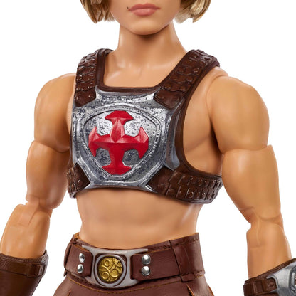 Barbie Signature-Puppe, Ken He-Man-Sammelfigur mit Kampfharnisch, Schwert, Puppenständer und Display-Verpackung, Motu Film-Thema, JJY03
