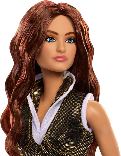 Barbie Signature-Puppe, Teela-Sammelfigur im Jumpsuit, mit Schwert, Puppenständer und Display-Verpackung, Motu Film-Thema, JKG65