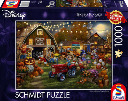 Schmidt | Thomas Kinkade: Disney Mickey & Minnie Pumpkin Festival (1,000 Pieces)| Jigsaw Puzzle | Ages 14+ | 1+ Players, 1000
