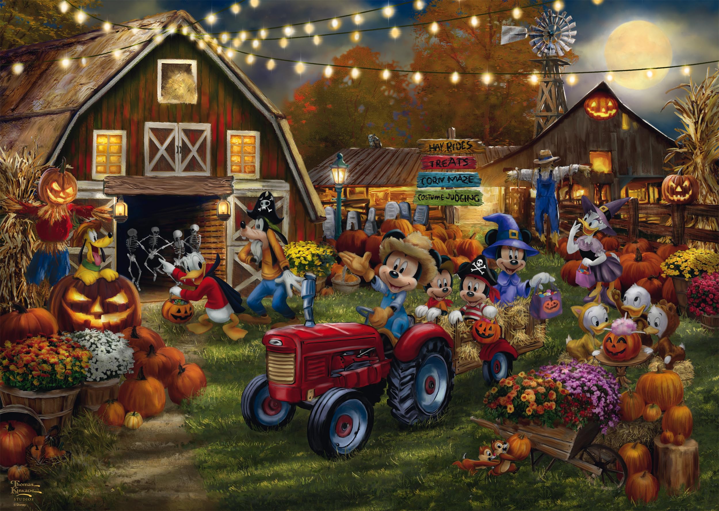Schmidt | Thomas Kinkade: Disney Mickey & Minnie Pumpkin Festival (1,000 Pieces)| Jigsaw Puzzle | Ages 14+ | 1+ Players, 1000