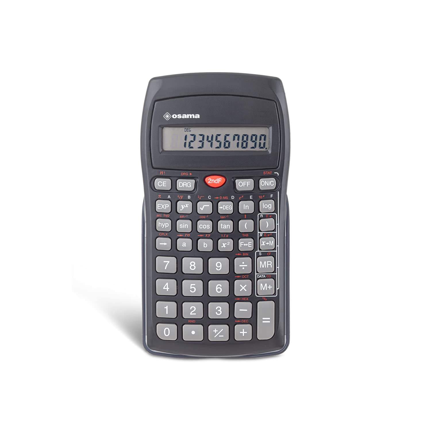 OSAMA - Calcolatrice Scientifica per Scuola, Università e Ufficio, con 56 Funzioni, 10 Cifre in Mantissa e 2 in Esponente con Custodia Rigida Scorrevole - Calcolatrice Professionale 9,6x2x16,3cm