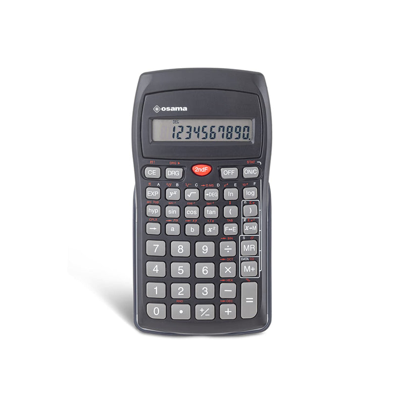 OSAMA - Calcolatrice Scientifica per Scuola, Università e Ufficio, con 56 Funzioni, 10 Cifre in Mantissa e 2 in Esponente con Custodia Rigida Scorrevole - Calcolatrice Professionale 9,6x2x16,3cm
