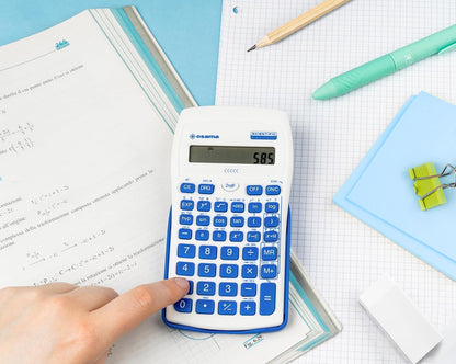 OSAMA - Calcolatrice Scientifica 56 Funzioni, 10 Cifre Mantissa e 2 Esponente, Cose per la Scuola con Custodia Scorrevole Valida per Esami di Stato - Materiale Scolastico per Back to School