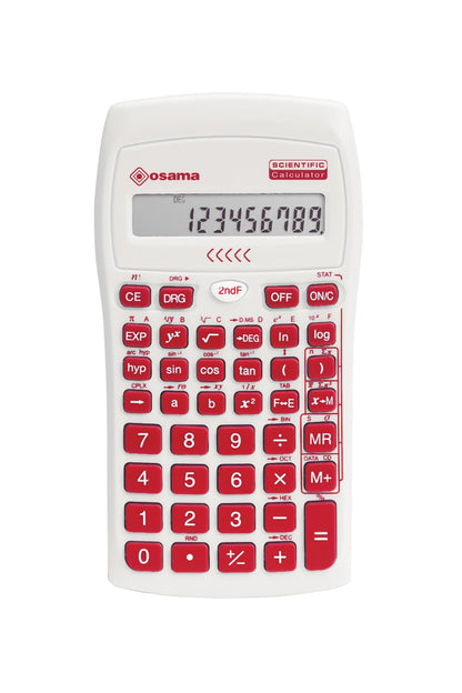 OSAMA - Calcolatrice Scientifica 56 Funzioni, 10 Cifre Mantissa e 2 Esponente, Cose per la Scuola con Custodia Scorrevole Valida per Esami di Stato - Materiale Scolastico per Back to School