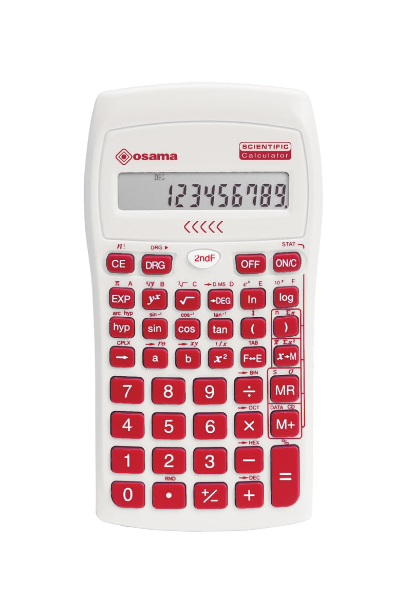 OSAMA - Calcolatrice Scientifica 56 Funzioni, 10 Cifre Mantissa e 2 Esponente, Cose per la Scuola con Custodia Scorrevole Valida per Esami di Stato - Materiale Scolastico per Back to School