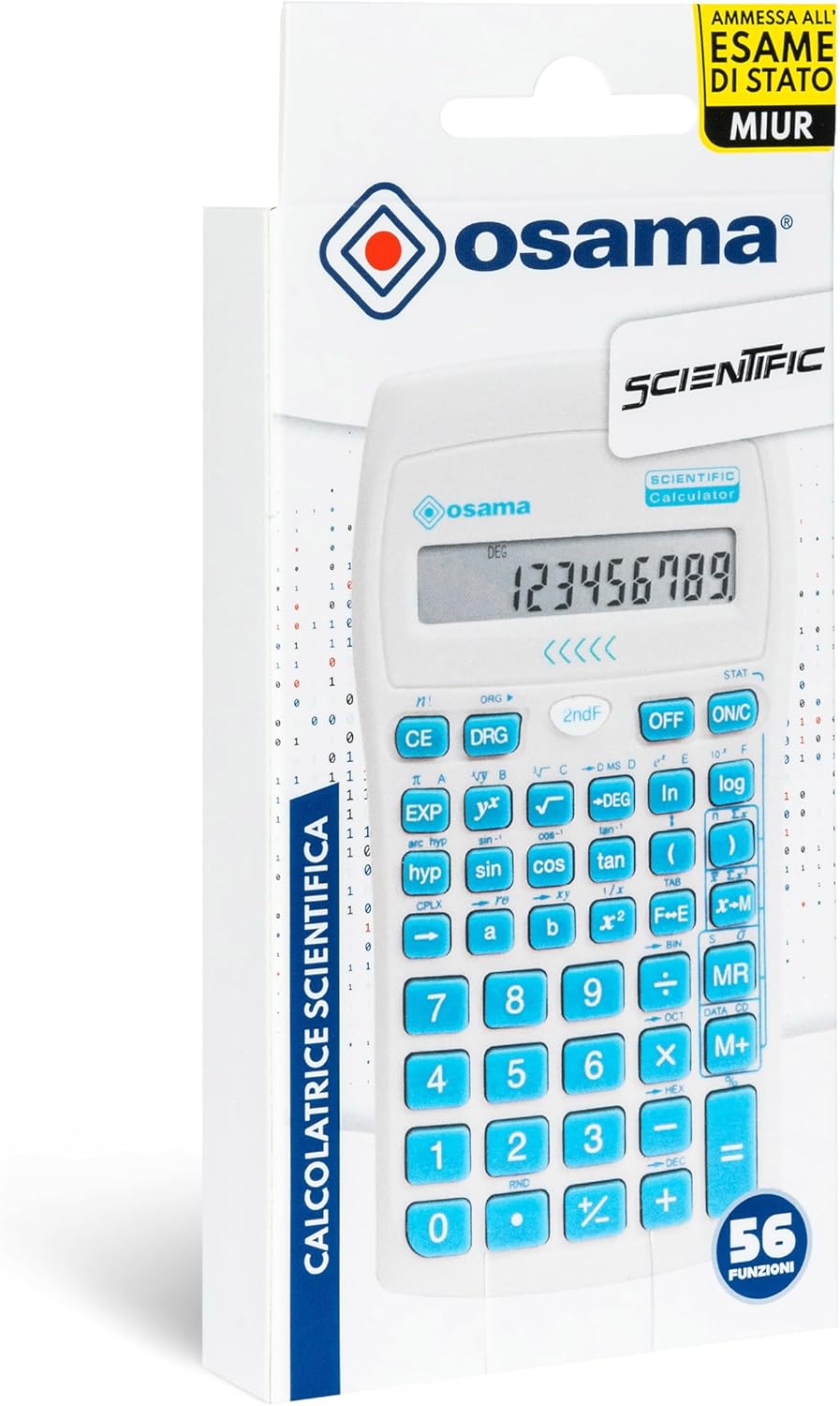 OSAMA - Calcolatrice Scientifica 56 Funzioni, 10 Cifre Mantissa e 2 Esponente, Cose per la Scuola con Custodia Scorrevole Valida per Esami di Stato - Materiale Scolastico per Back to School