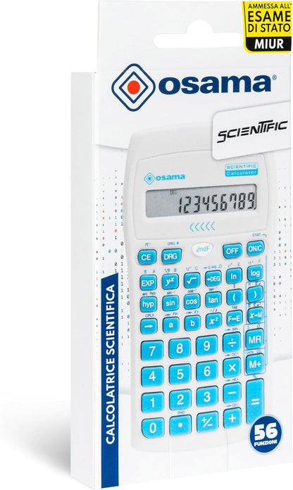 OSAMA - Calcolatrice Scientifica 56 Funzioni, 10 Cifre Mantissa e 2 Esponente, Cose per la Scuola con Custodia Scorrevole Valida per Esami di Stato - Materiale Scolastico per Back to School