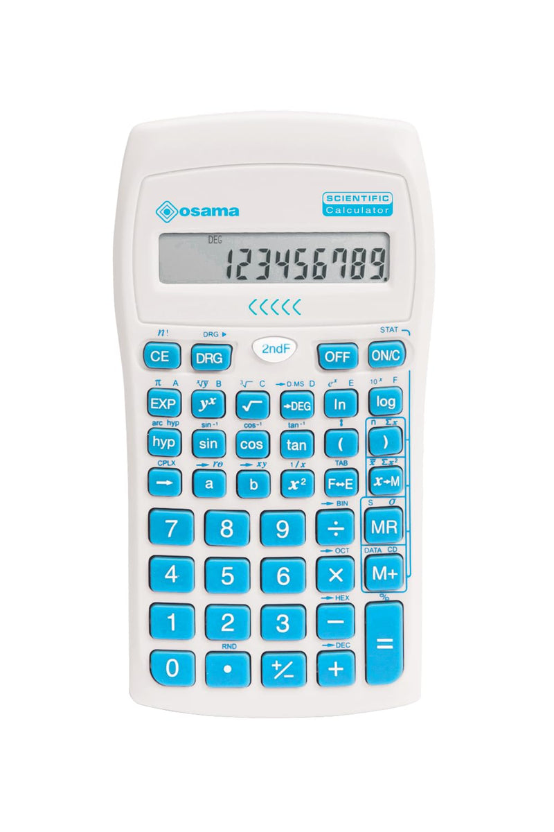 OSAMA - Calcolatrice Scientifica 56 Funzioni, 10 Cifre Mantissa e 2 Esponente, Cose per la Scuola con Custodia Scorrevole Valida per Esami di Stato - Materiale Scolastico per Back to School