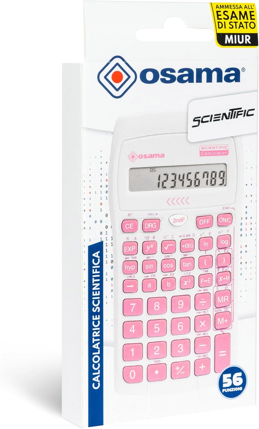 OSAMA - Calcolatrice Scientifica 56 Funzioni, 10 Cifre Mantissa e 2 Esponente, Cose per la Scuola con Custodia Scorrevole Valida per Esami di Stato - Materiale Scolastico per Back to School
