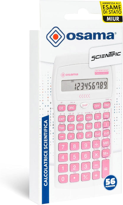 OSAMA - Calcolatrice Scientifica 56 Funzioni, 10 Cifre Mantissa e 2 Esponente, Cose per la Scuola con Custodia Scorrevole Valida per Esami di Stato - Materiale Scolastico per Back to School