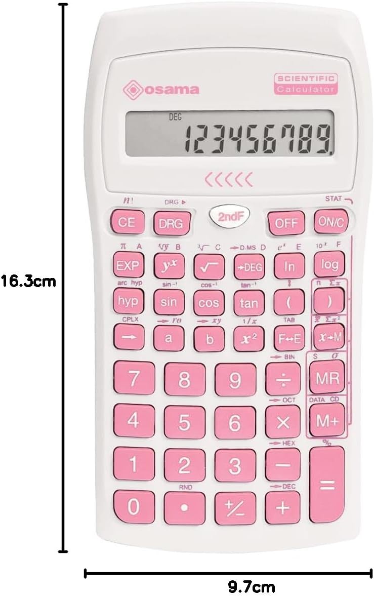 OSAMA - Calcolatrice Scientifica 56 Funzioni, 10 Cifre Mantissa e 2 Esponente, Cose per la Scuola con Custodia Scorrevole Valida per Esami di Stato - Materiale Scolastico per Back to School