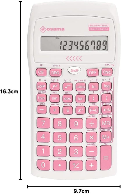 OSAMA - Calcolatrice Scientifica 56 Funzioni, 10 Cifre Mantissa e 2 Esponente, Cose per la Scuola con Custodia Scorrevole Valida per Esami di Stato - Materiale Scolastico per Back to School