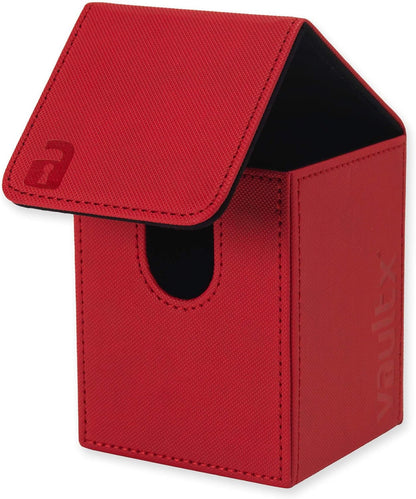Vault X Trading Card Toploading Deck Box, 80+ sleeved cards, Premium Exo-Tec Material, Card Holder Storage Box, Magnetic Lid, for MTG Commander, TCG (Red