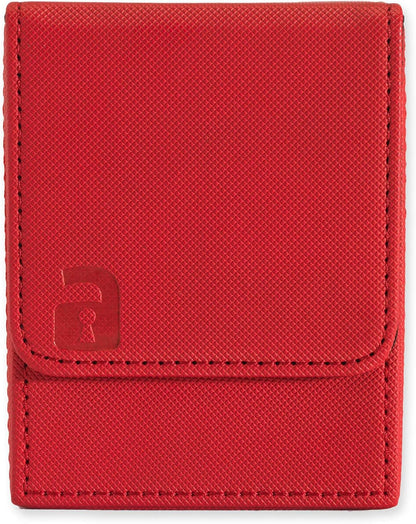 Vault X Trading Card Toploading Deck Box, 80+ sleeved cards, Premium Exo-Tec Material, Card Holder Storage Box, Magnetic Lid, for MTG Commander, TCG (Red