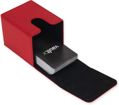Vault X Trading Card Toploading Deck Box, 80+ sleeved cards, Premium Exo-Tec Material, Card Holder Storage Box, Magnetic Lid, for MTG Commander, TCG (Red