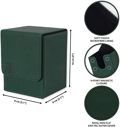 Vault X Trading Card Toploading Deck Box, 80+ sleeved cards, Premium Exo-Tec Material, Card Holder Storage Box, Magnetic Lid, for MTG Commander, TCG (Green