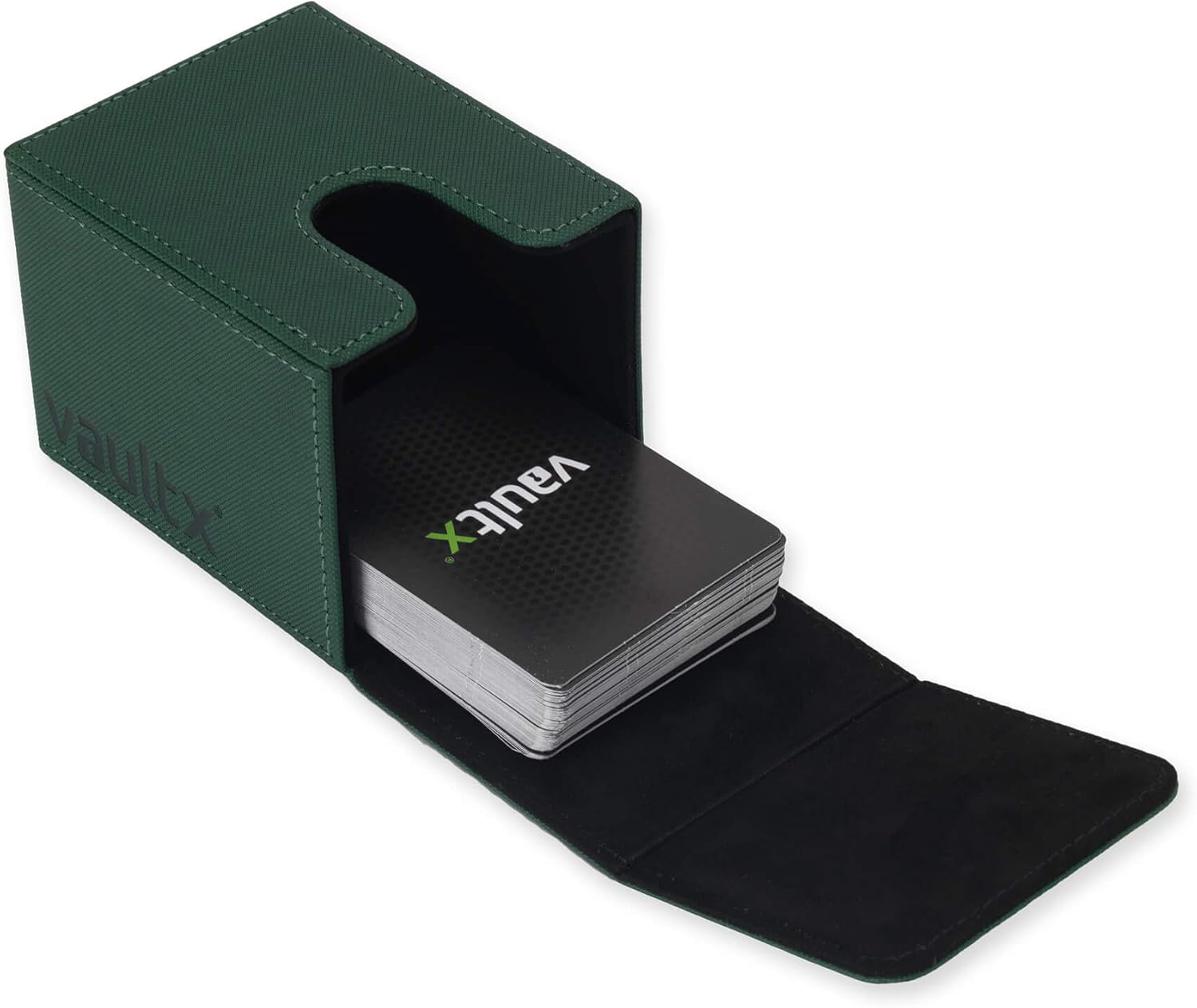 Vault X Trading Card Toploading Deck Box, 80+ sleeved cards, Premium Exo-Tec Material, Card Holder Storage Box, Magnetic Lid, for MTG Commander, TCG (Green