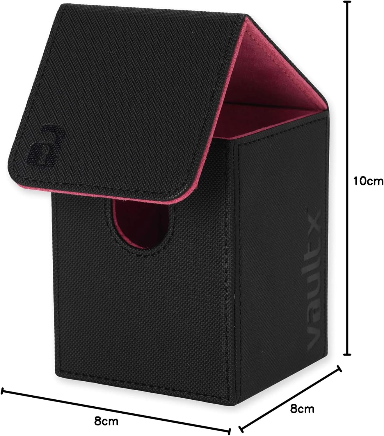 Vault X Trading Card Deck Box, 80+ sleeved cards, Premium Exo-Tec Material, Toploading Card Holder Storage Box, Magnetic Lid, for MTG Commander, TCG (Black/Pink