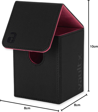 Vault X Trading Card Deck Box, 80+ sleeved cards, Premium Exo-Tec Material, Toploading Card Holder Storage Box, Magnetic Lid, for MTG Commander, TCG (Black/Pink