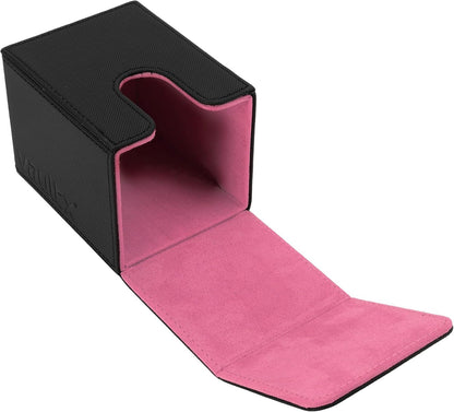 Vault X Trading Card Deck Box, 80+ sleeved cards, Premium Exo-Tec Material, Toploading Card Holder Storage Box, Magnetic Lid, for MTG Commander, TCG (Black/Pink