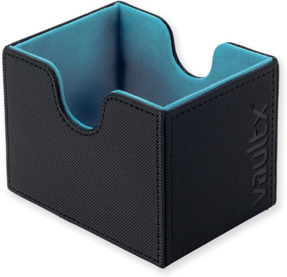 Vault X Trading Card Sideloading Deck Box, 100+ sleeved cards, Premium Exo-Tec Material, Card Holder Storage Box, Detachable Magnetic Lid, for MTG Commander Game, TCG (Black/Electric Blue