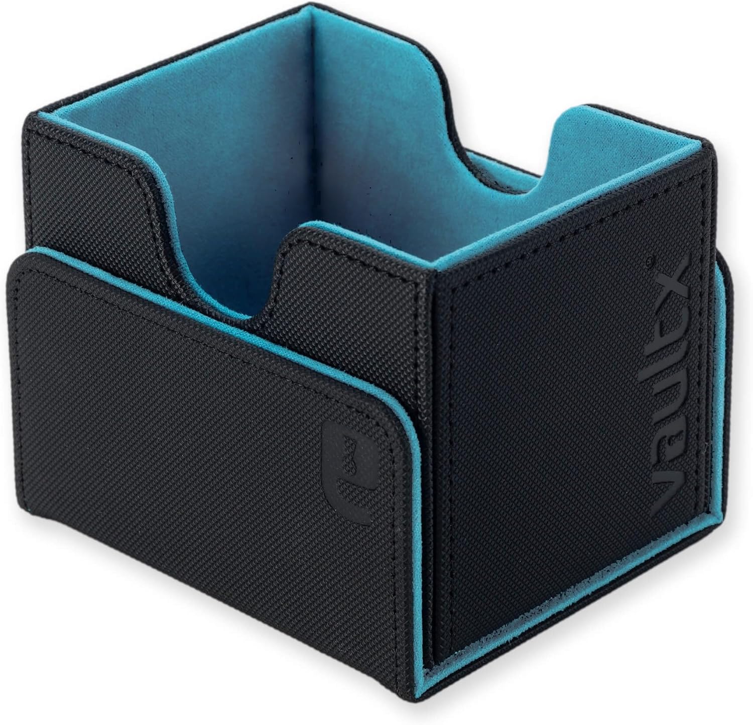 Vault X Trading Card Sideloading Deck Box, 100+ sleeved cards, Premium Exo-Tec Material, Card Holder Storage Box, Detachable Magnetic Lid, for MTG Commander Game, TCG (Black/Electric Blue