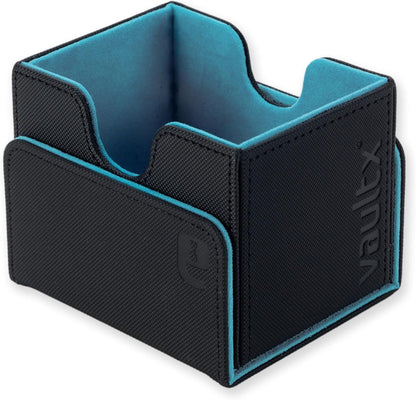 Vault X Trading Card Sideloading Deck Box, 100+ sleeved cards, Premium Exo-Tec Material, Card Holder Storage Box, Detachable Magnetic Lid, for MTG Commander Game, TCG (Black/Electric Blue