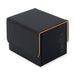Vault X Trading Card Sideloading Deck Box, 100+ sleeved cards, Premium Exo-Tec Material, Card Holder Storage Box, Detachable Magnetic Lid, for MTG Commander Game, TCG (Black/Orange