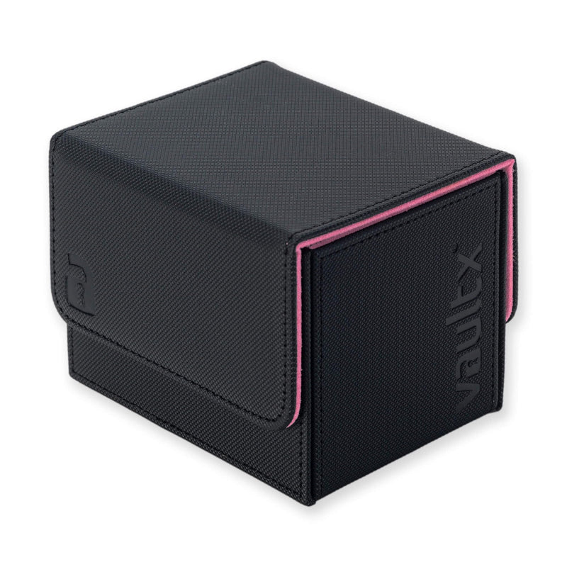 Vault X Trading Card Sideloading Deck Box, 100+ sleeved cards, Premium Exo-Tec Material, Card Holder Storage Box, Detachable Magnetic Lid, for MTG Commander Game, TCG (Black/Pink