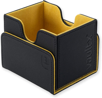 Vault X Trading Card Sideloading Deck Box, 100+ sleeved cards, Premium Exo-Tec Material, Card Holder Storage Box, Detachable Magnetic Lid, for MTG Commander Game, TCG (Black/Yellow