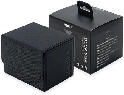 Vault X Trading Card Sideloading Deck Box, 100+ sleeved cards, Premium Exo-Tec Material, Card Holder Storage Box, Detachable Magnetic Lid, for MTG Commander Game, TCG (Black