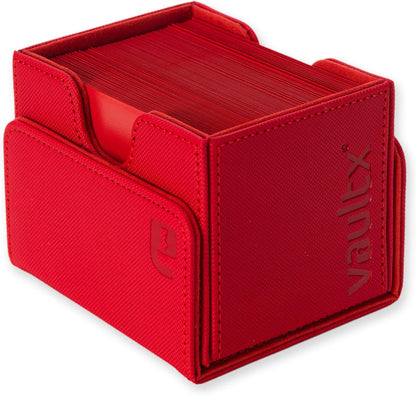 Vault X Trading Card Sideloading Deck Box, 100+ sleeved cards, Premium Exo-Tec Material, Card Holder Storage Box, Detachable Magnetic Lid, for MTG Commander Game, TCG (Red