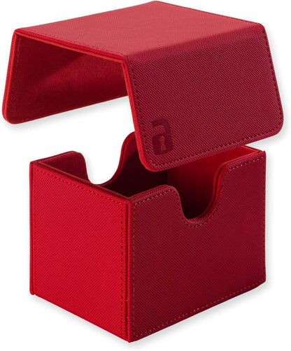 Vault X Trading Card Sideloading Deck Box, 100+ sleeved cards, Premium Exo-Tec Material, Card Holder Storage Box, Detachable Magnetic Lid, for MTG Commander Game, TCG (Red