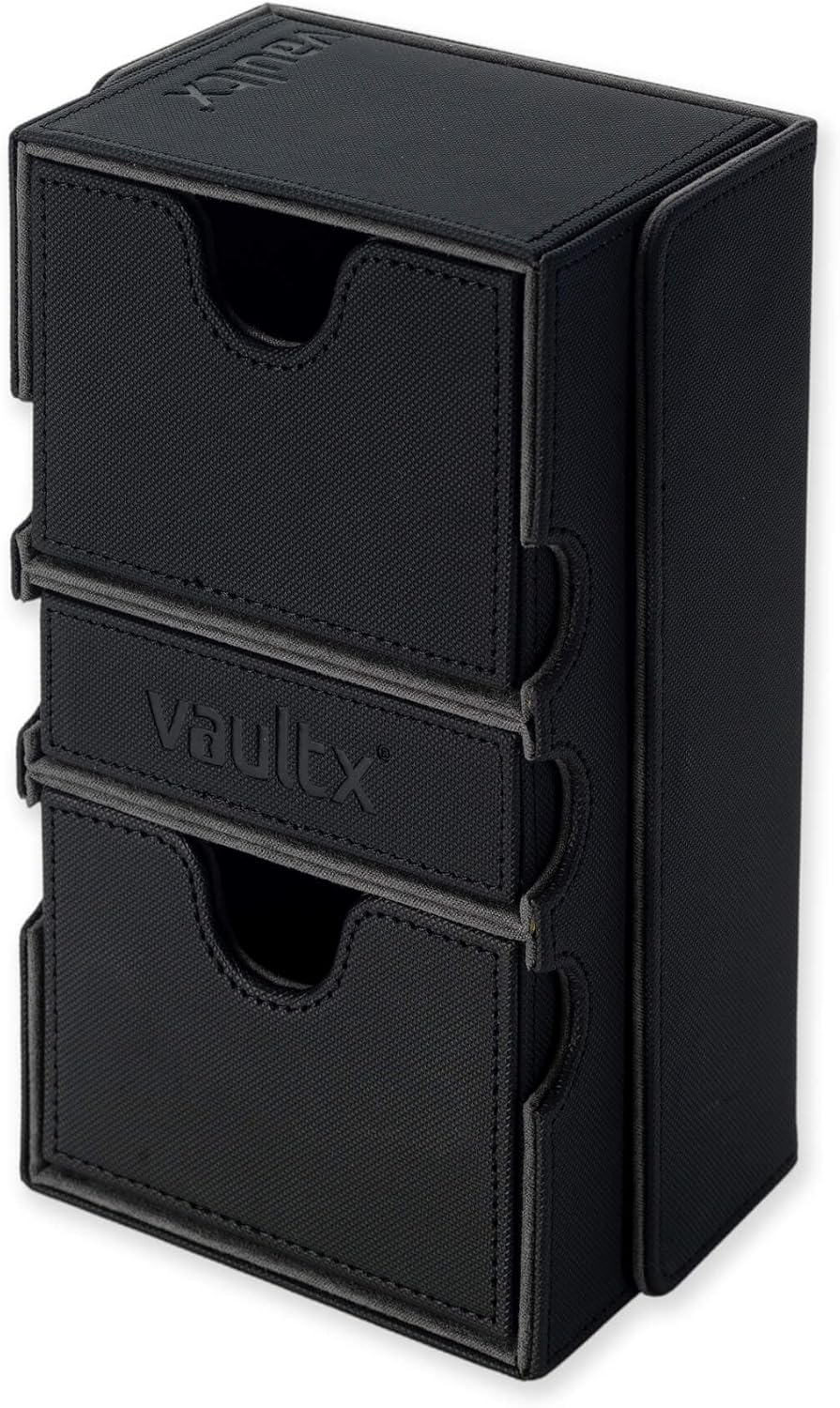 Vault X Exo-Tec Modular Deck Game Box with Card Tray & Accessories Drawer Detachable Magnetic Lid, 200+ Card Capacity Commander Decks TCG (Two Drawer)