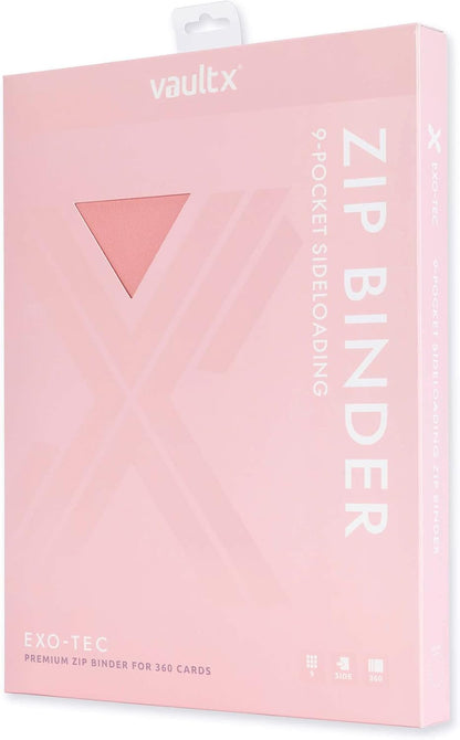 Vault X 4 Pocket Trading Card Zip Binder, 160 cards, Premium Exo-Tec Album Material, 20 Side-Loading Pages, Folder for Collectible Card Games, Sports, TCG (Pink