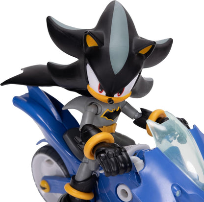 DC x Sonic Shadow as Batman & Batcycle 5" / 13cm Action Figure Set, Officially Licensed by Jakks Pacific, 5" Shadow Action Figure, Interactive Vehicle with Moving Wheels and Working Kickstand
