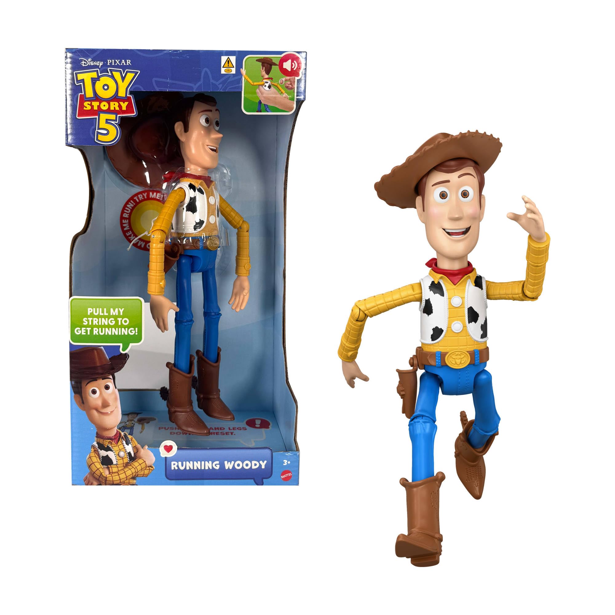 Mattel Disney and Pixar Toy Story 5 Running Woody 12 Inch Action Figure with 50 Plus Movie Phrases and Sounds, Movie-Accurate, JKL95