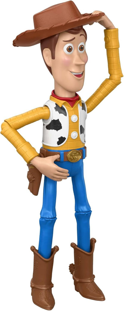 Mattel Disney en Pixar Toy Story 5 grote Woody figuur van 30 cm, Howdy Partner speelgoed uit de film met kantelbare hoed, 14 beweegbare gewrichten, JKV38