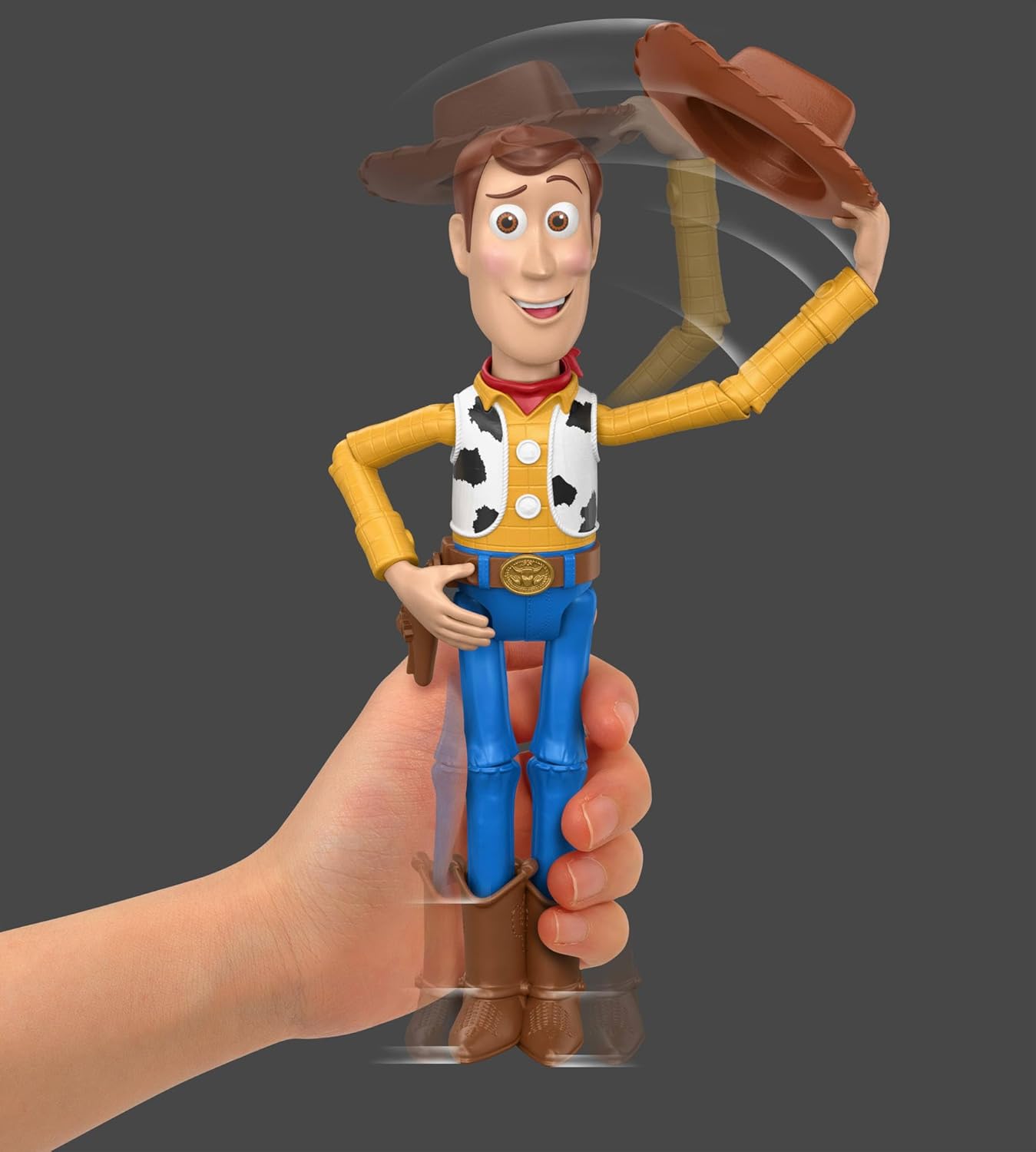 Mattel Disney en Pixar Toy Story 5 grote Woody figuur van 30 cm, Howdy Partner speelgoed uit de film met kantelbare hoed, 14 beweegbare gewrichten, JKV38