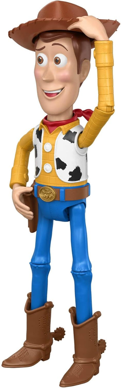 Mattel Disney en Pixar Toy Story 5 grote Woody figuur van 30 cm, Howdy Partner speelgoed uit de film met kantelbare hoed, 14 beweegbare gewrichten, JKV38